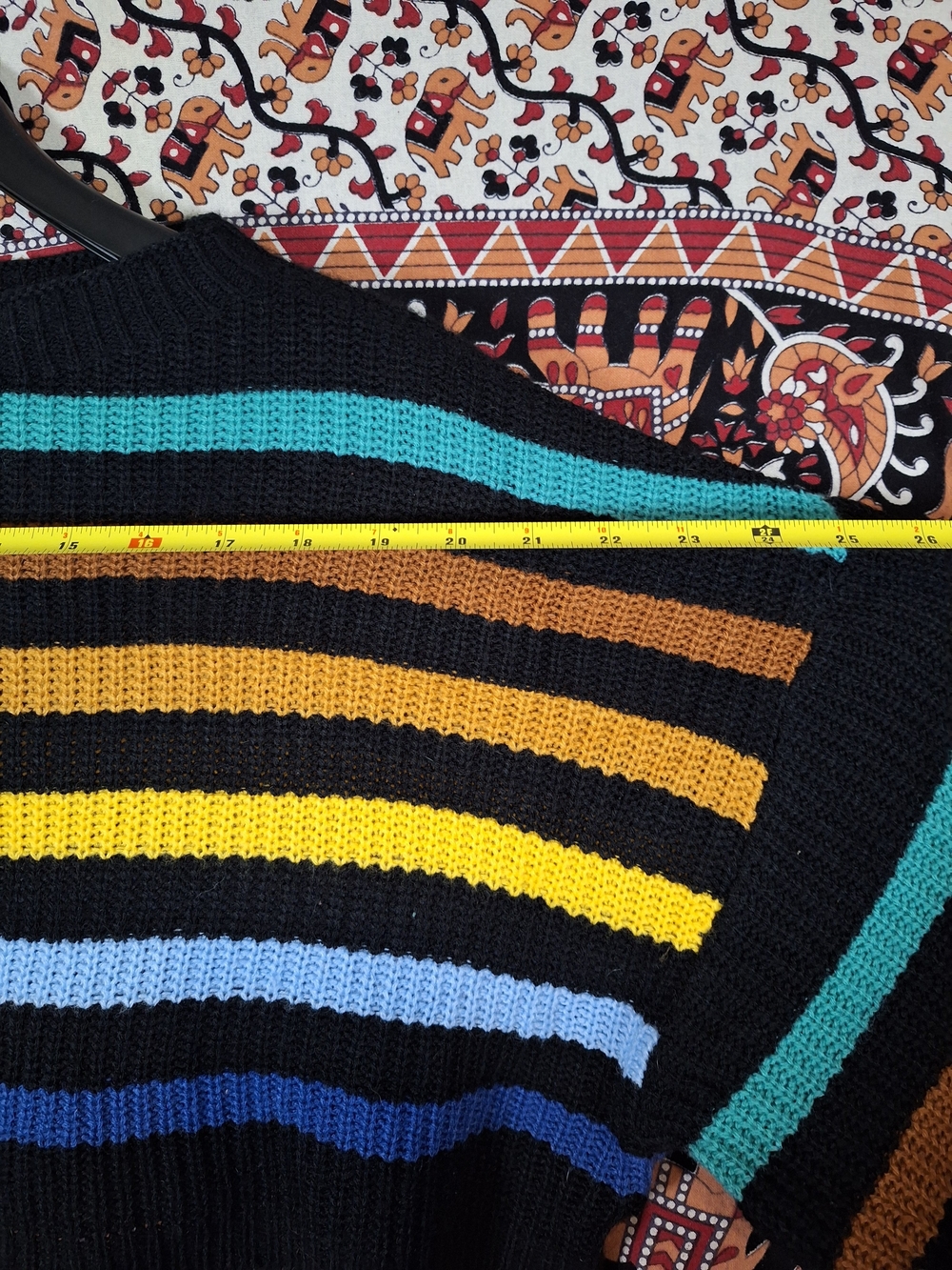 SOLD Shein Rainbow Stripe Knit Cropped Drop Shoulder Sweater - Picture 5 of 8